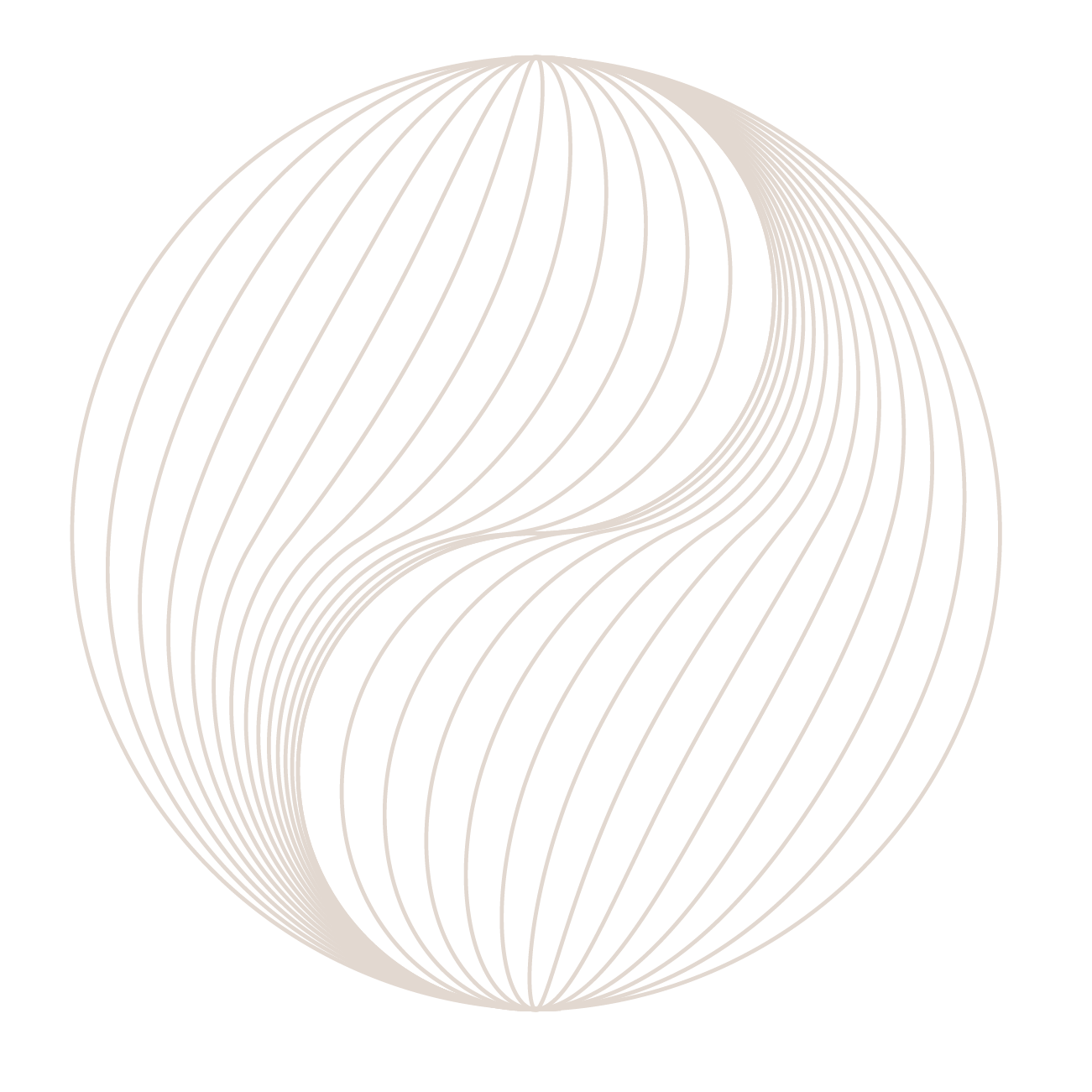 A 3D sphere composed of white curved lines on a black background, creating a geometric optical illusion.