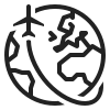 earth globe with pain black outline icon