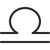 A black icon of the Libra zodiac symbol, showing a horizontal line with an arch above, symbolizing balance or harmony
