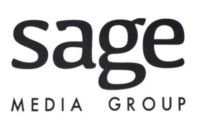 Sage Media Group logo with the text 'Sage' in black and purple, and 'Media Group' in smaller black and red text underneath.