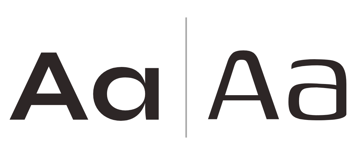 An educational poster showing the uppercase and lowercase letter 'A' with a vertical line separating the two.
