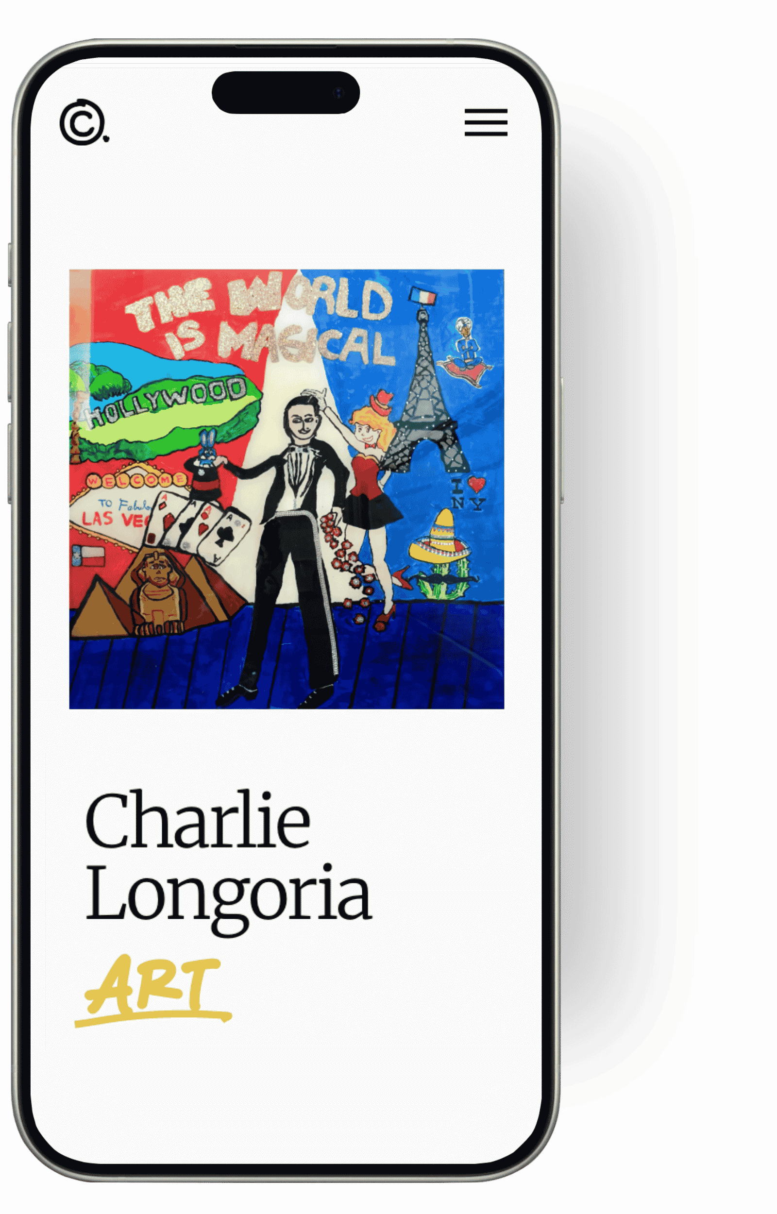 Colorful collage related to art, featuring the Eiffel Tower, a woman in a red dress, a blue figure on a hoverboard, hot air balloons, and various text including "Time Wags is Magical" and "Hollywood".