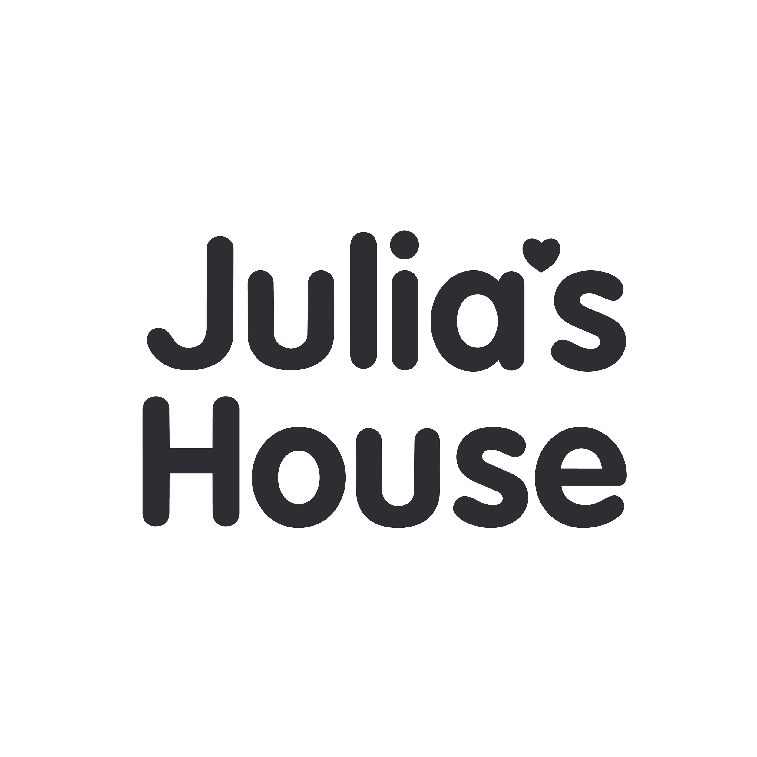 Black background with white text that reads "Julisa House" with a small heart shape replacing the dot above the 'i' in 'Julias'