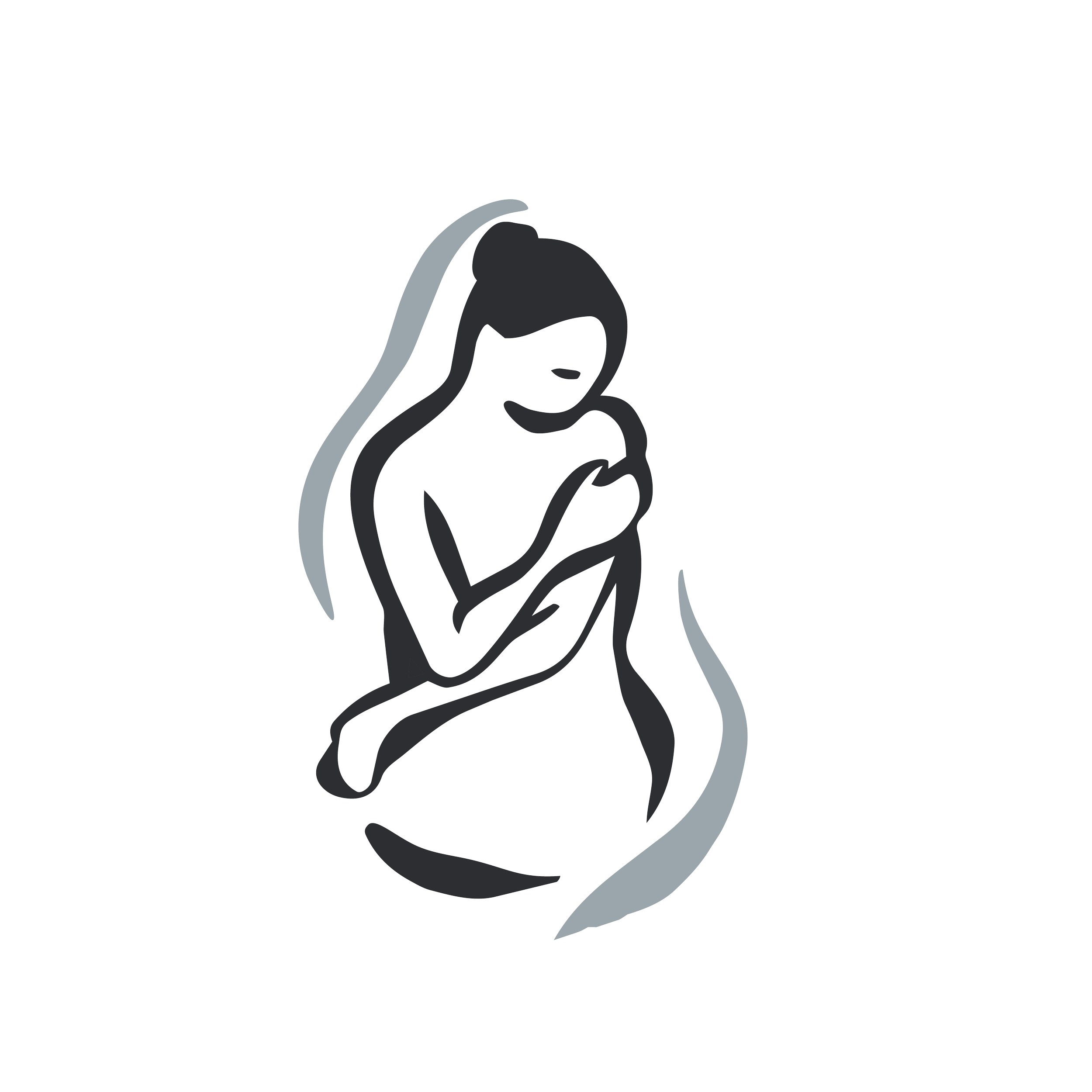 Digital illustration of a woman holding herself