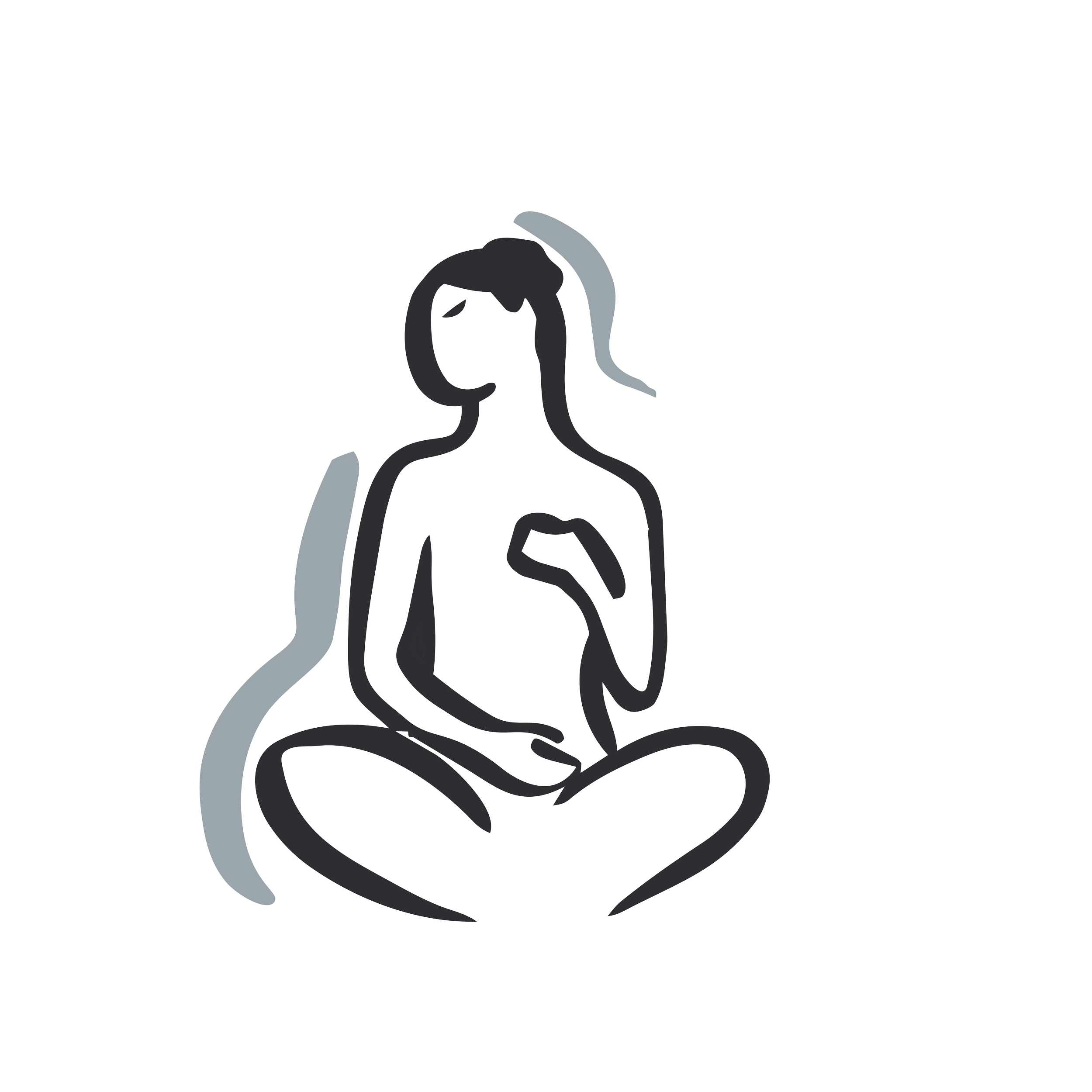A simple line drawing of a person feeling connected to their body