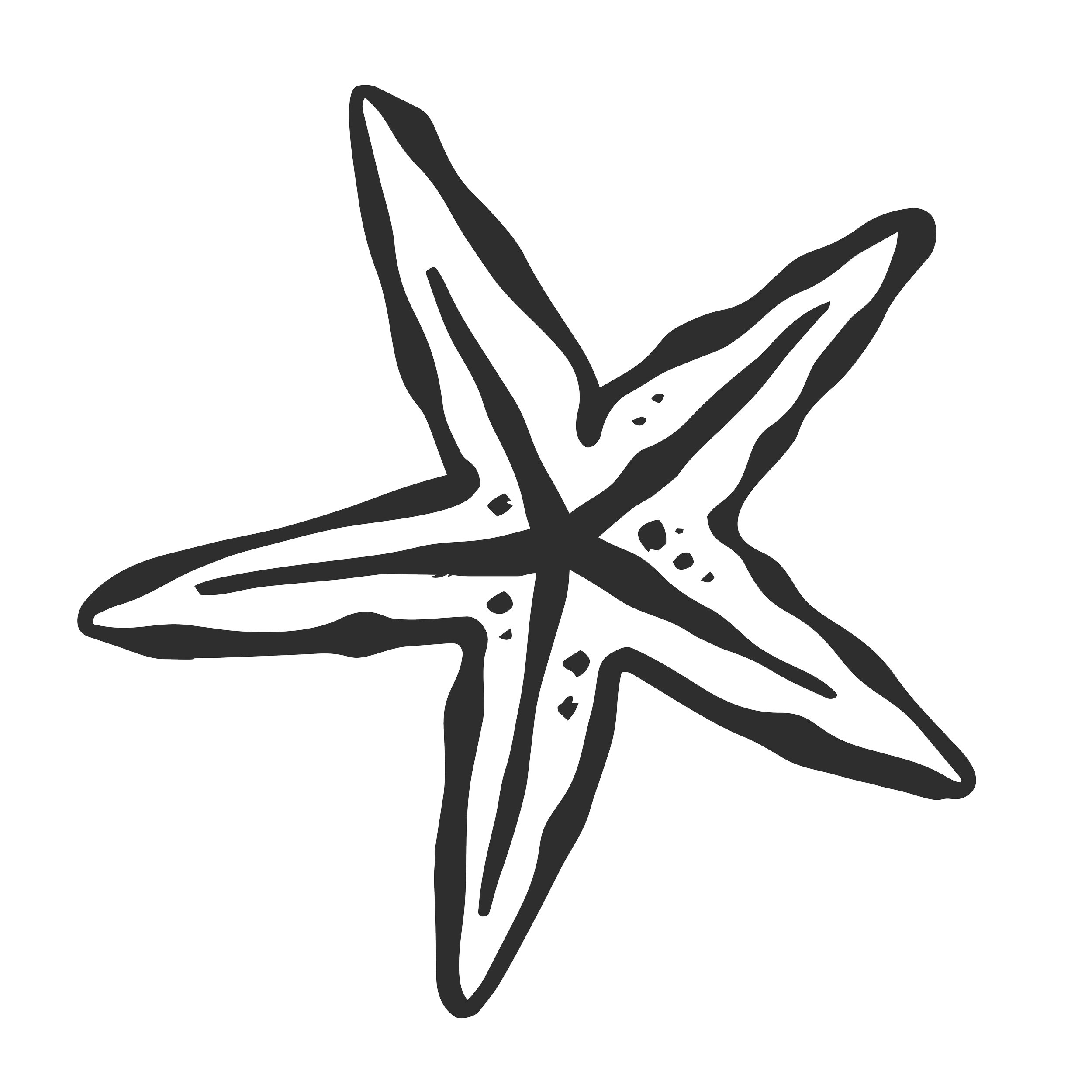 Outline drawing of a starfish