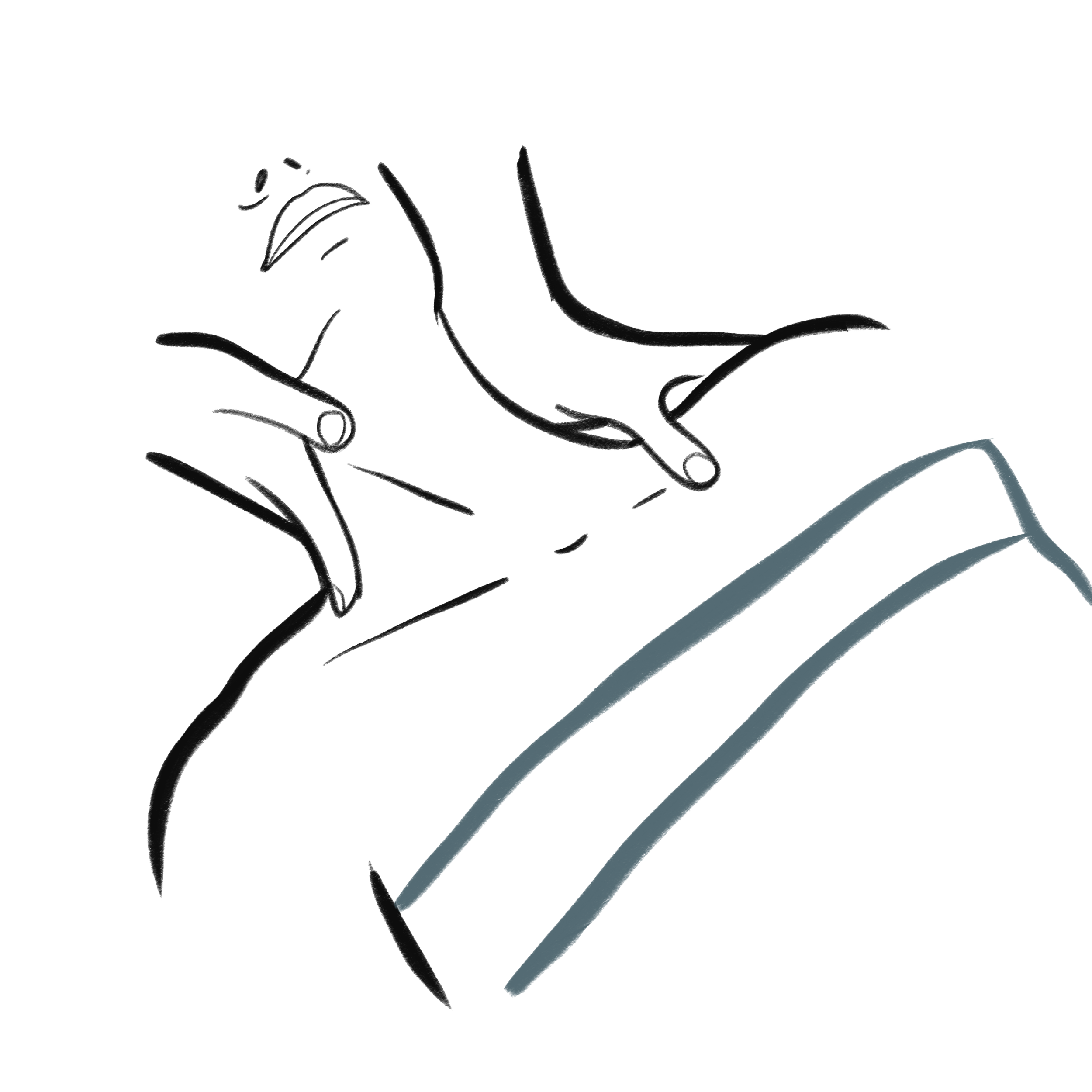 Illustration of a Restora massage, a person lies with a towel covering them and hands are working on neck and shoulders