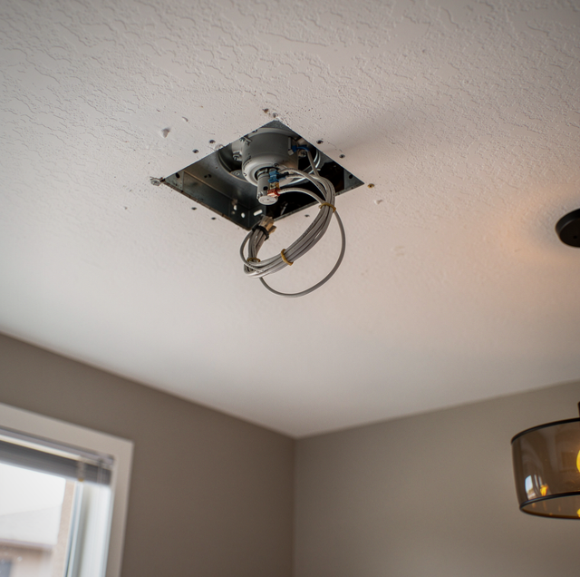 Wobbling ceiling fan with loose blade screws in bedroom