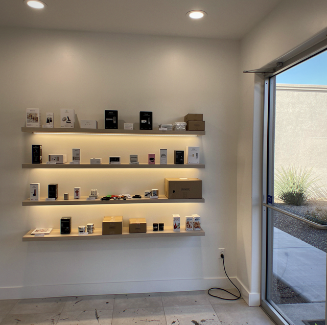 Back door propped open at small retail shop
