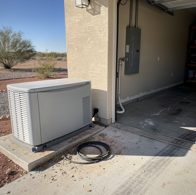 portable home generator beside house during storm outage