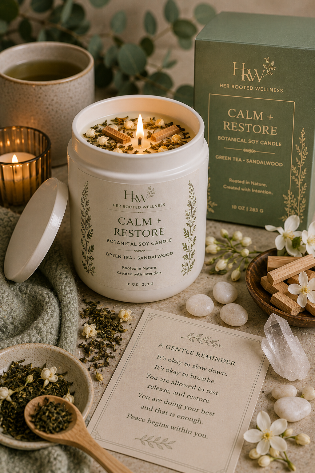 CALM + RESTORE BOTANICAL SOY CANDLE