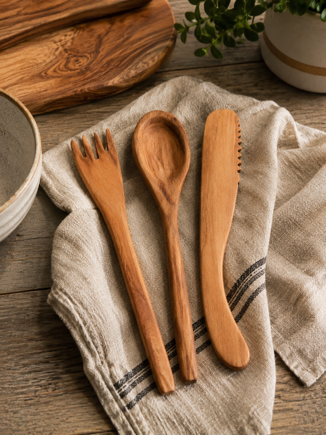 Heritage Pecan Kids' Utensil Set — PC-KD-001