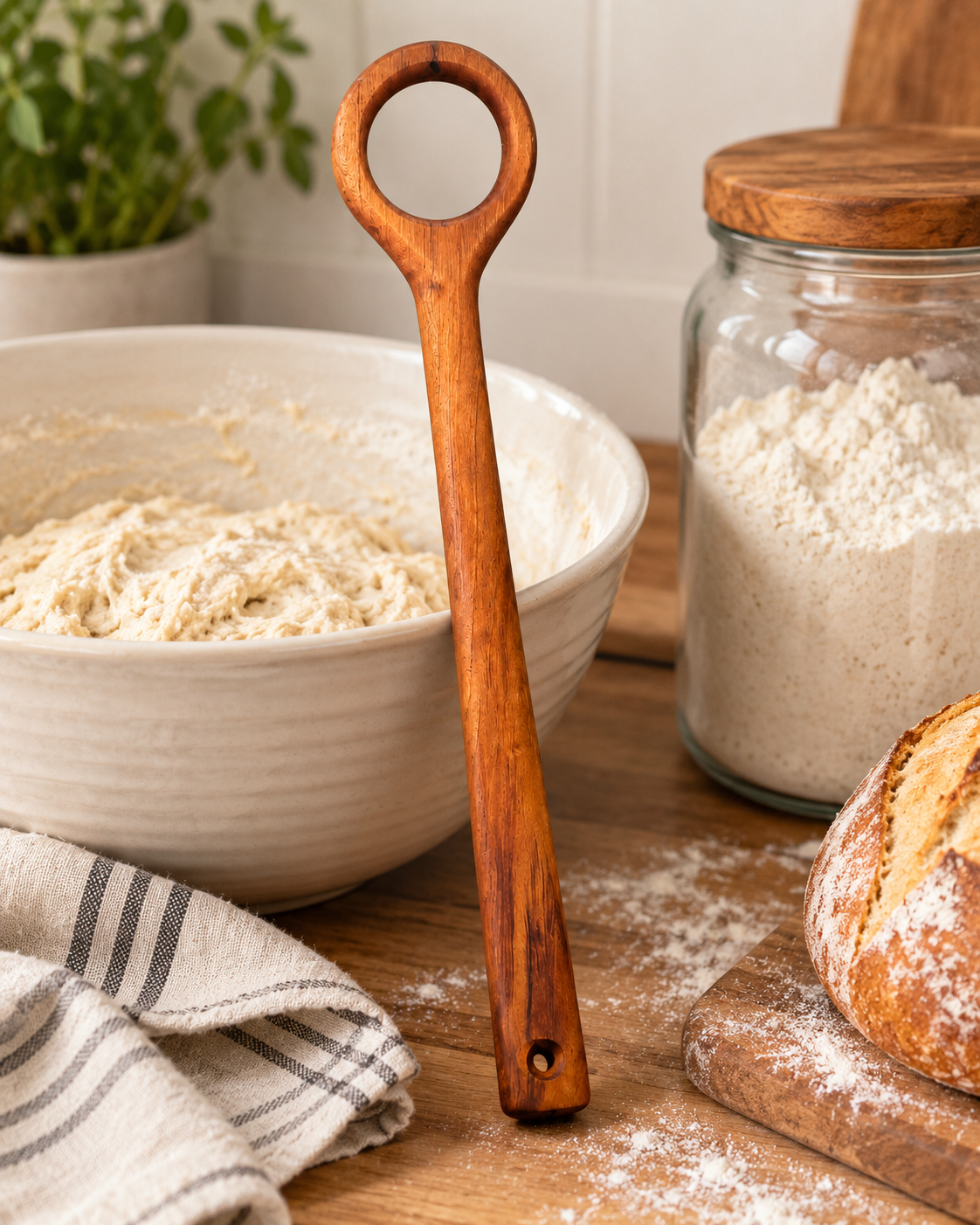 Handcrafted Cherry Wood Sourdough Dough Mixer