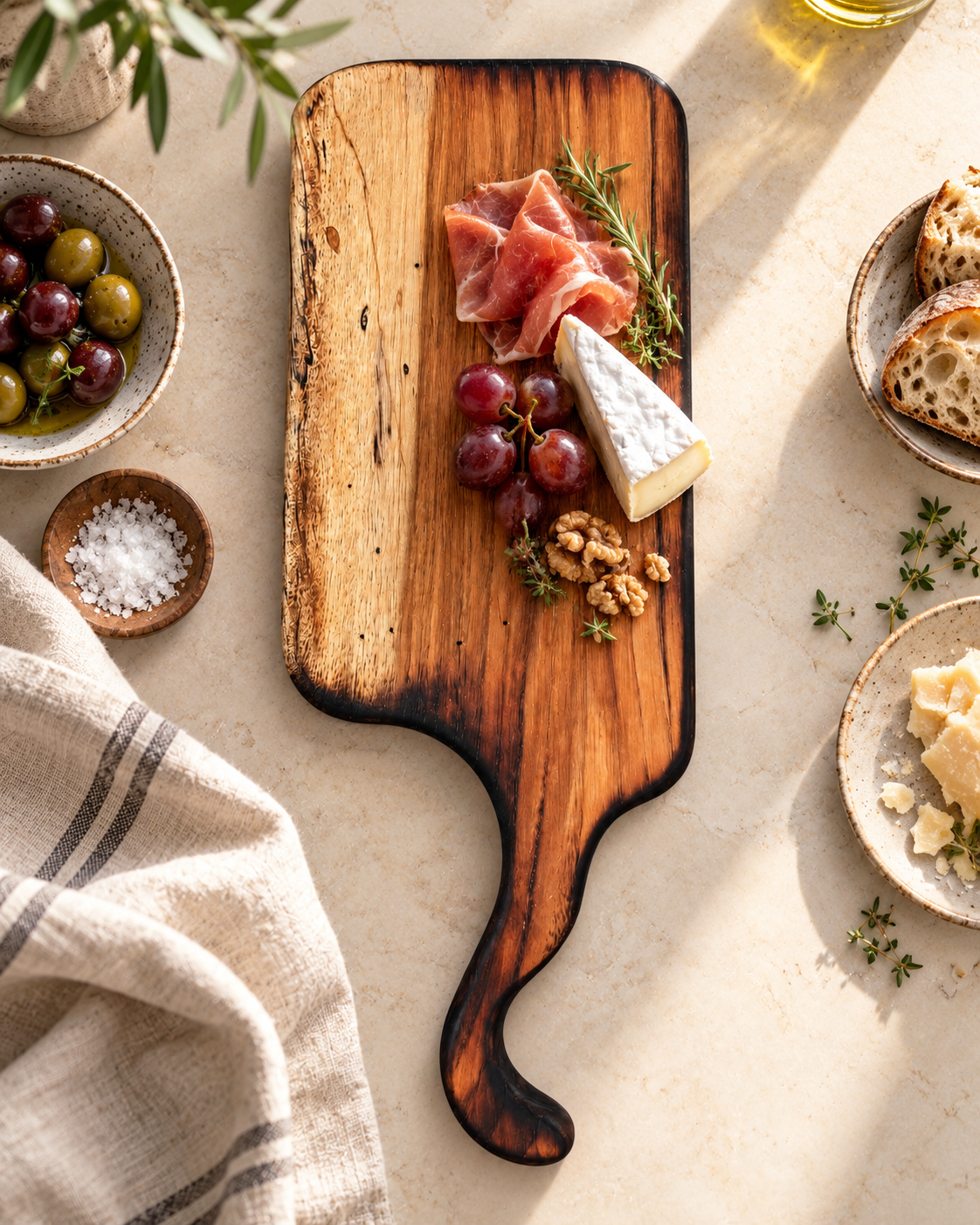 Burnt-Edge Pecan Cheese Board