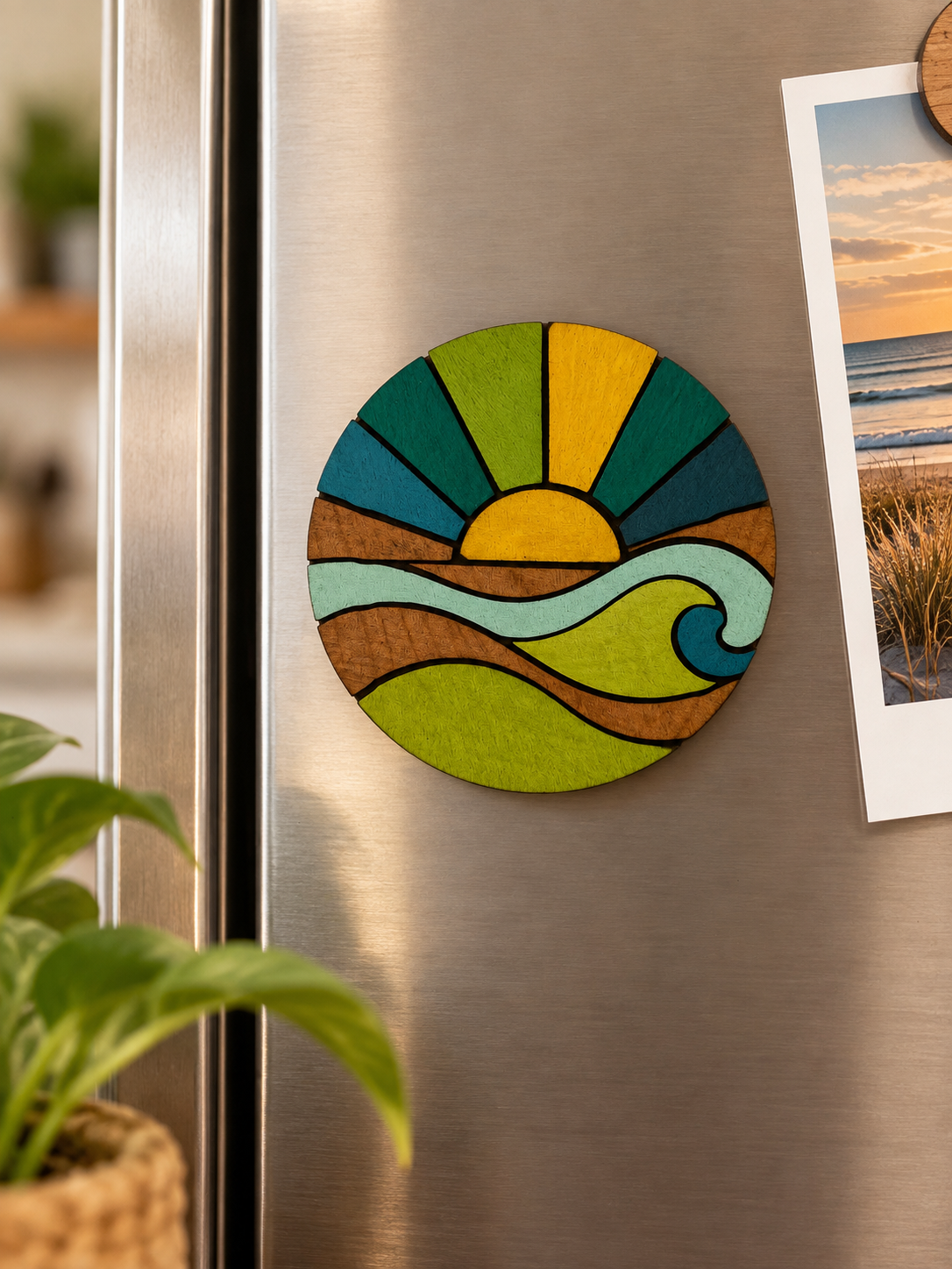 Retro Green Sun Magnet.png