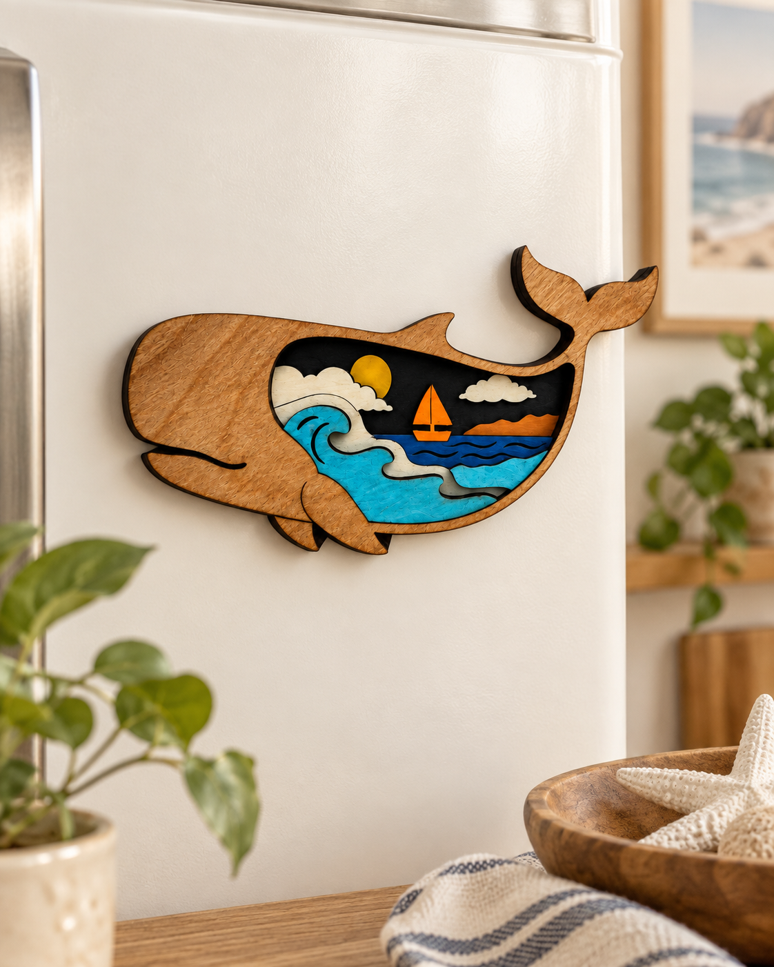 Whale Ocean Scene Magnet