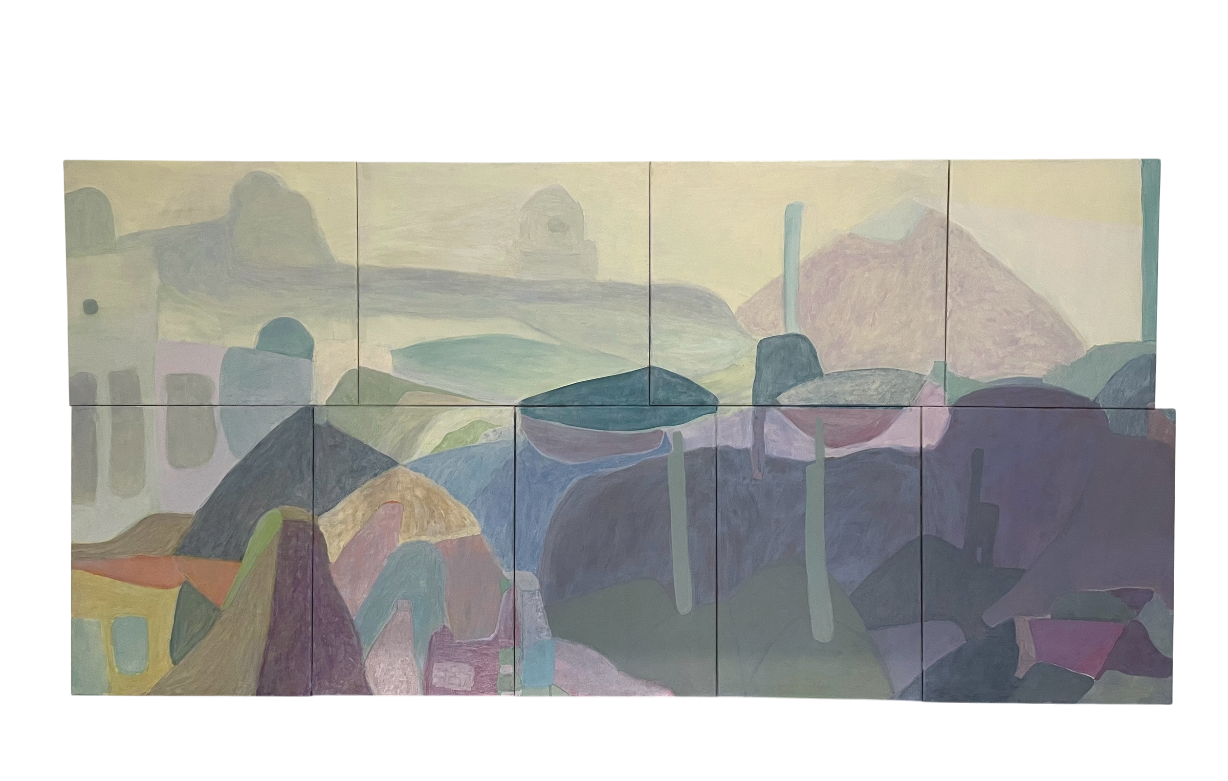 Infinite sound, 2023. 
Acrylic on 9 canvas grid - 
105x220x5 cm
