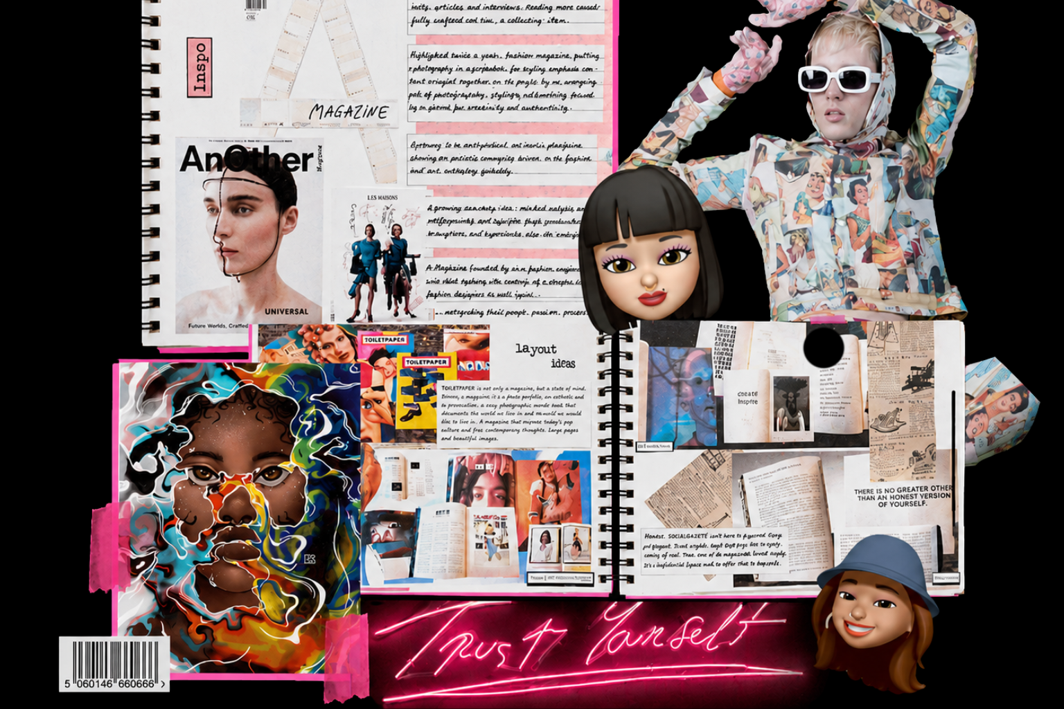 A collection of early research, visual references and concept development that shaped the editorial direction, identity and narrative behind Youth Digest