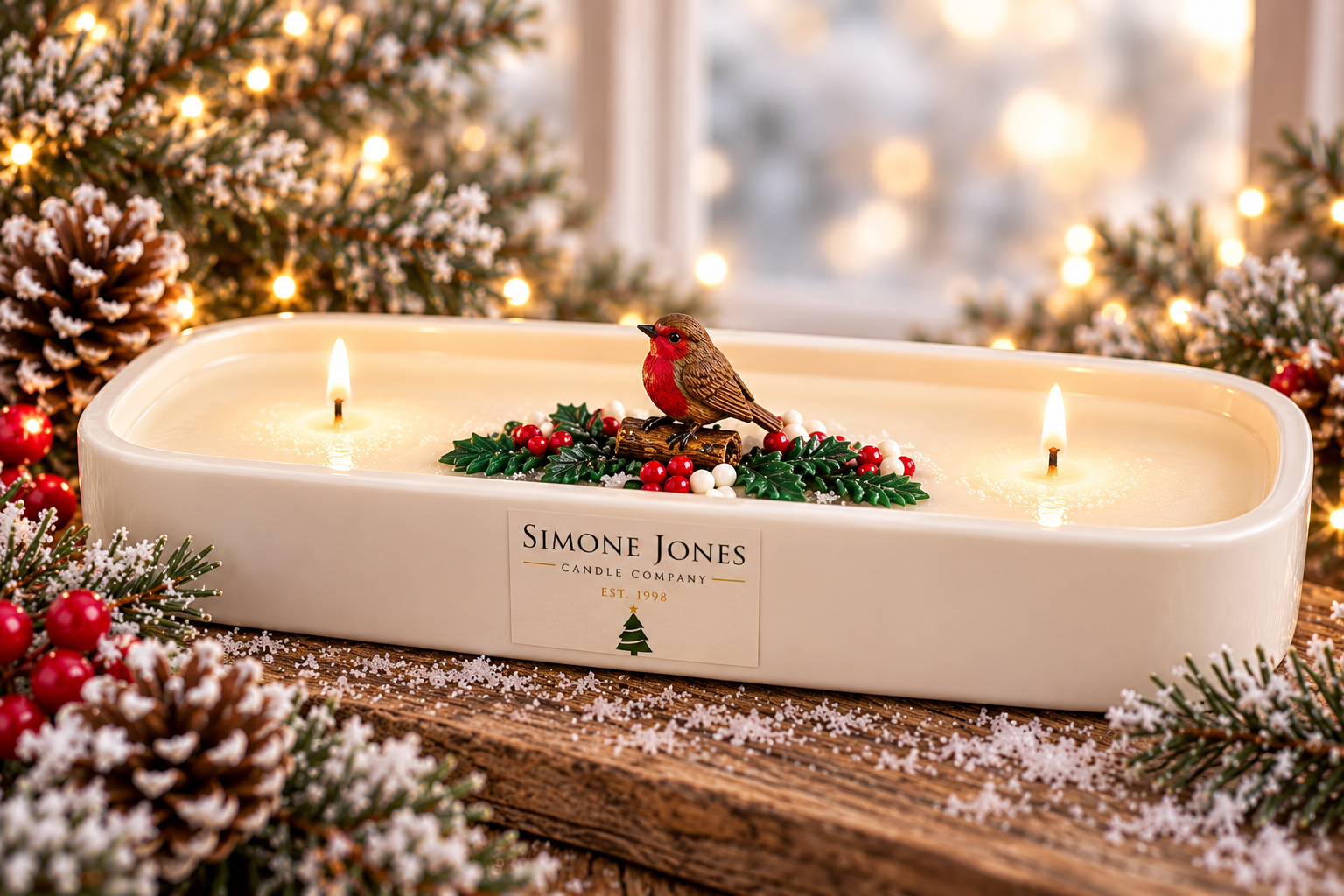 Christmas Stoneware Baguette Candle – Winter Season