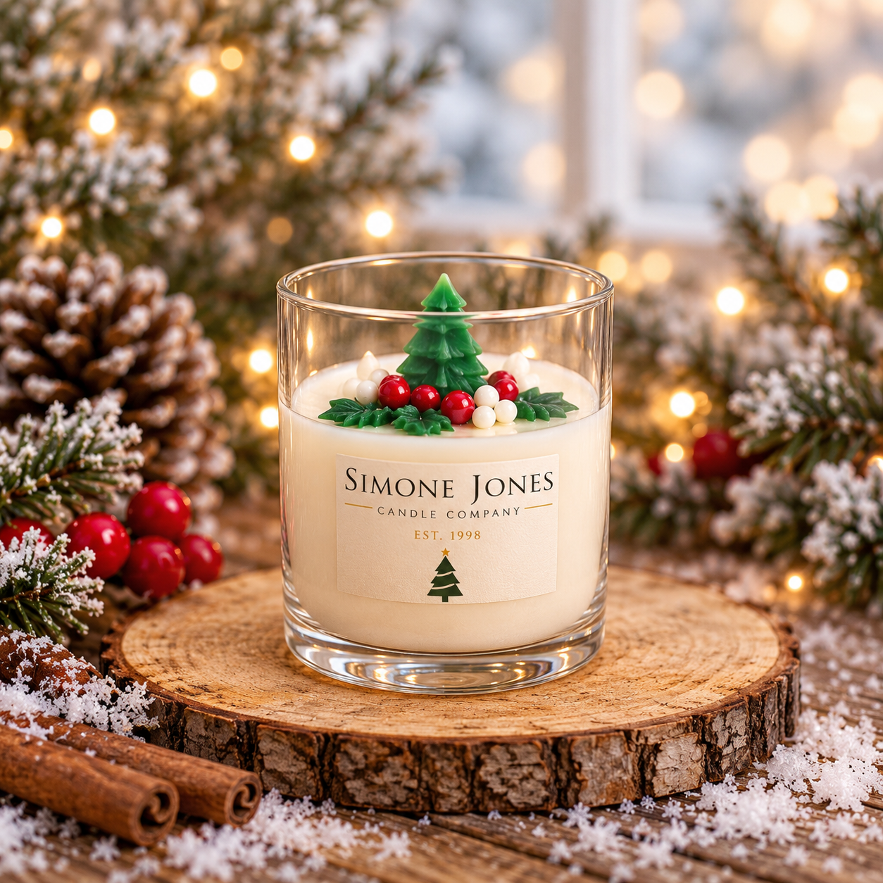 Christmas Tree Glass Candle – Small