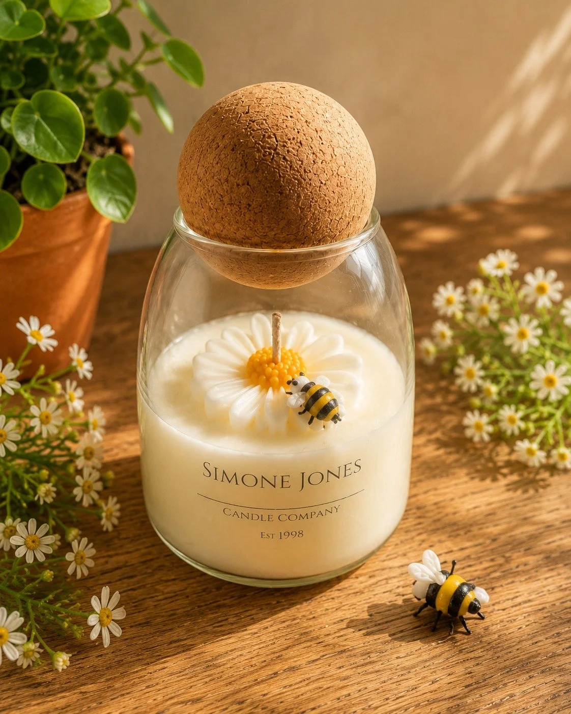 Bee Candle Cork Ball Jar
