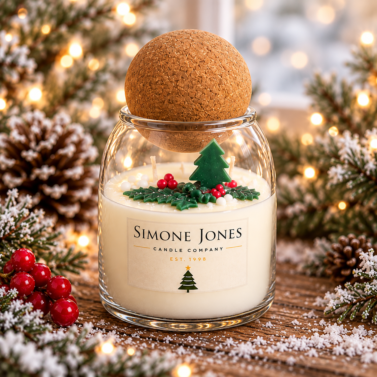 Christmas Tree Glass Candle – Medium