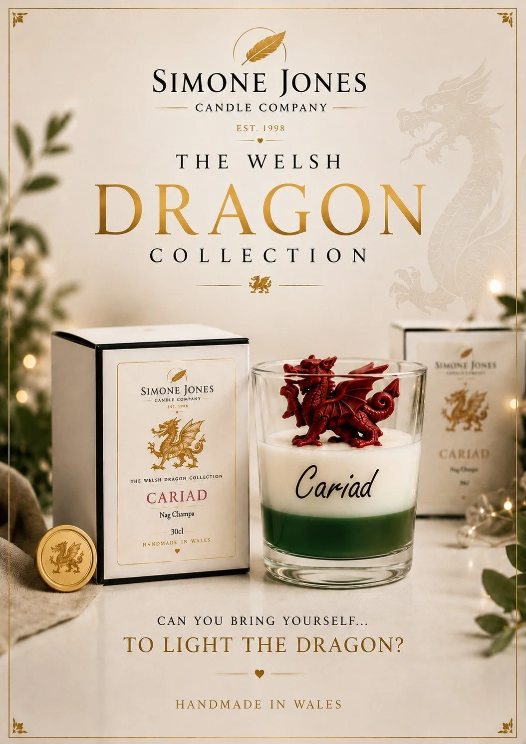 Welsh Dragon Candle - Cariad