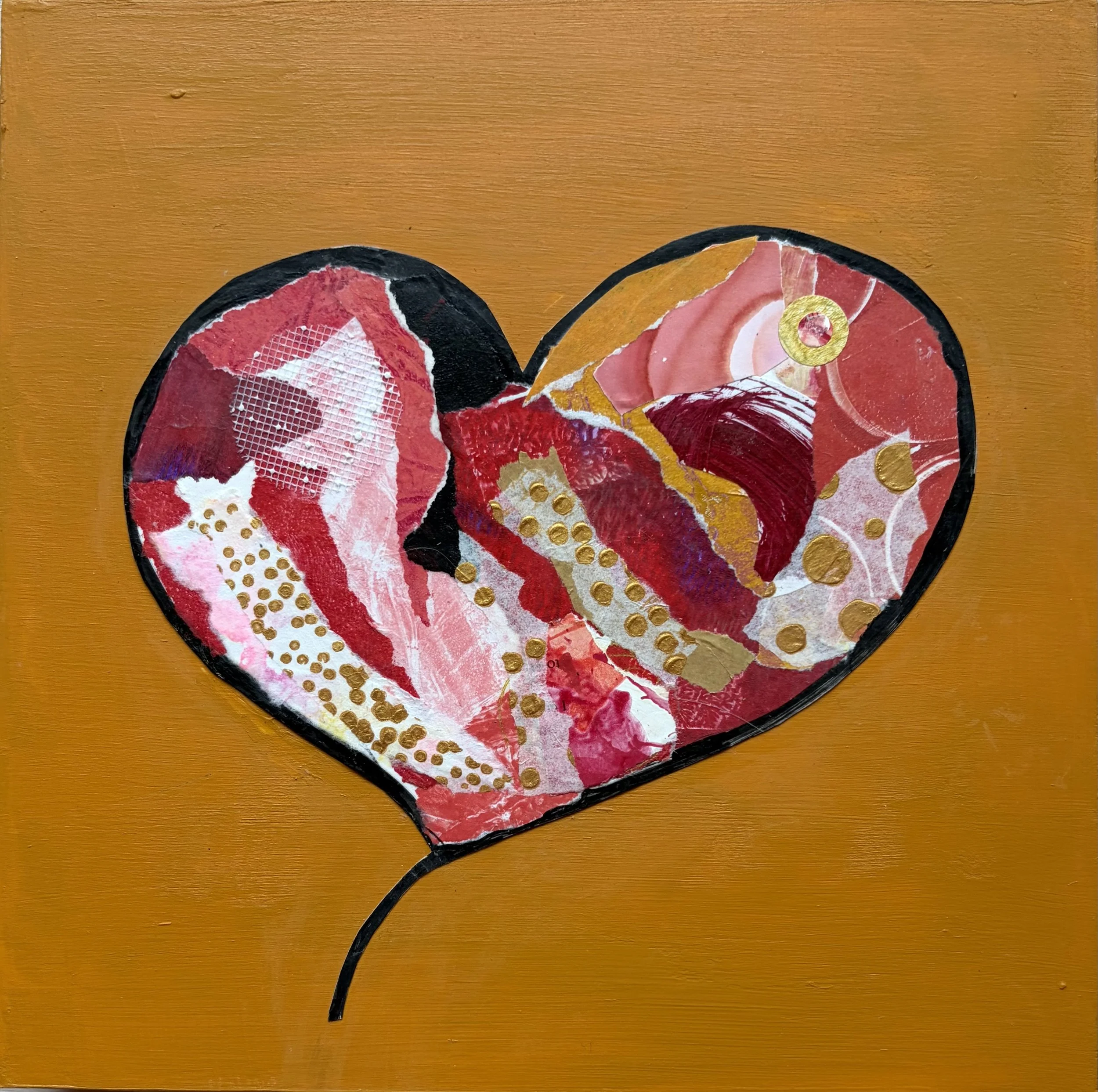 10x10 Heart of Gold - Mounted Original $75.00