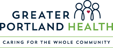 Greater Portland Health logo with an icon of three people, one with a heart, and the slogan 'Caring for the Whole Community'