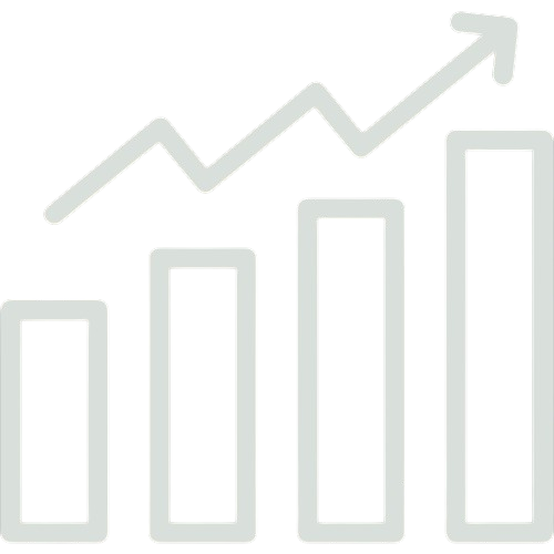 A rising line graph overlaid on a bar chart, indicating growth or increasing trend.