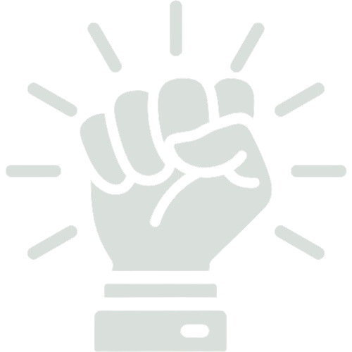 Illustration of a fist with lines radiating outward, symbolizing strength or protest.