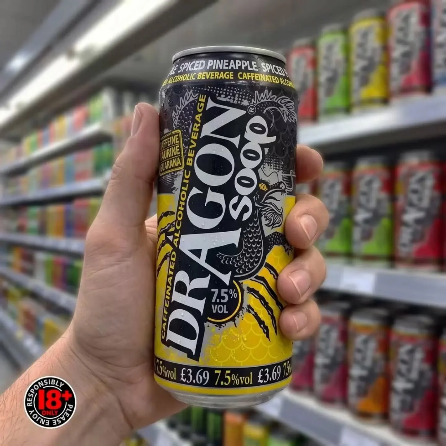 NEW Dragon Soop Spiced Pineapple 🍍

Have you found it yet?

dragonsoop.com

7.5% ABV. Contains Caffeine, Taurine &amp; Guarana. 

18+ only. Please enjoy #dragonsoop responsibly.