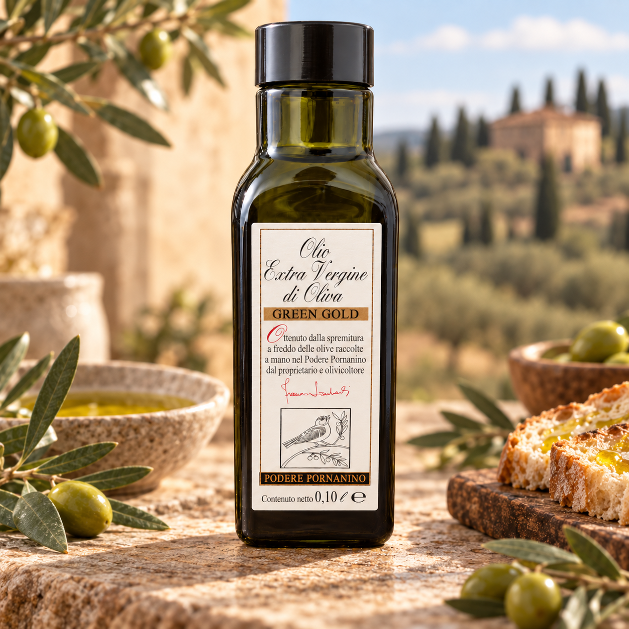 “Green Gold” Pornanino Extra Virgin Olive Oil – Tuscany, Italy | 100ml