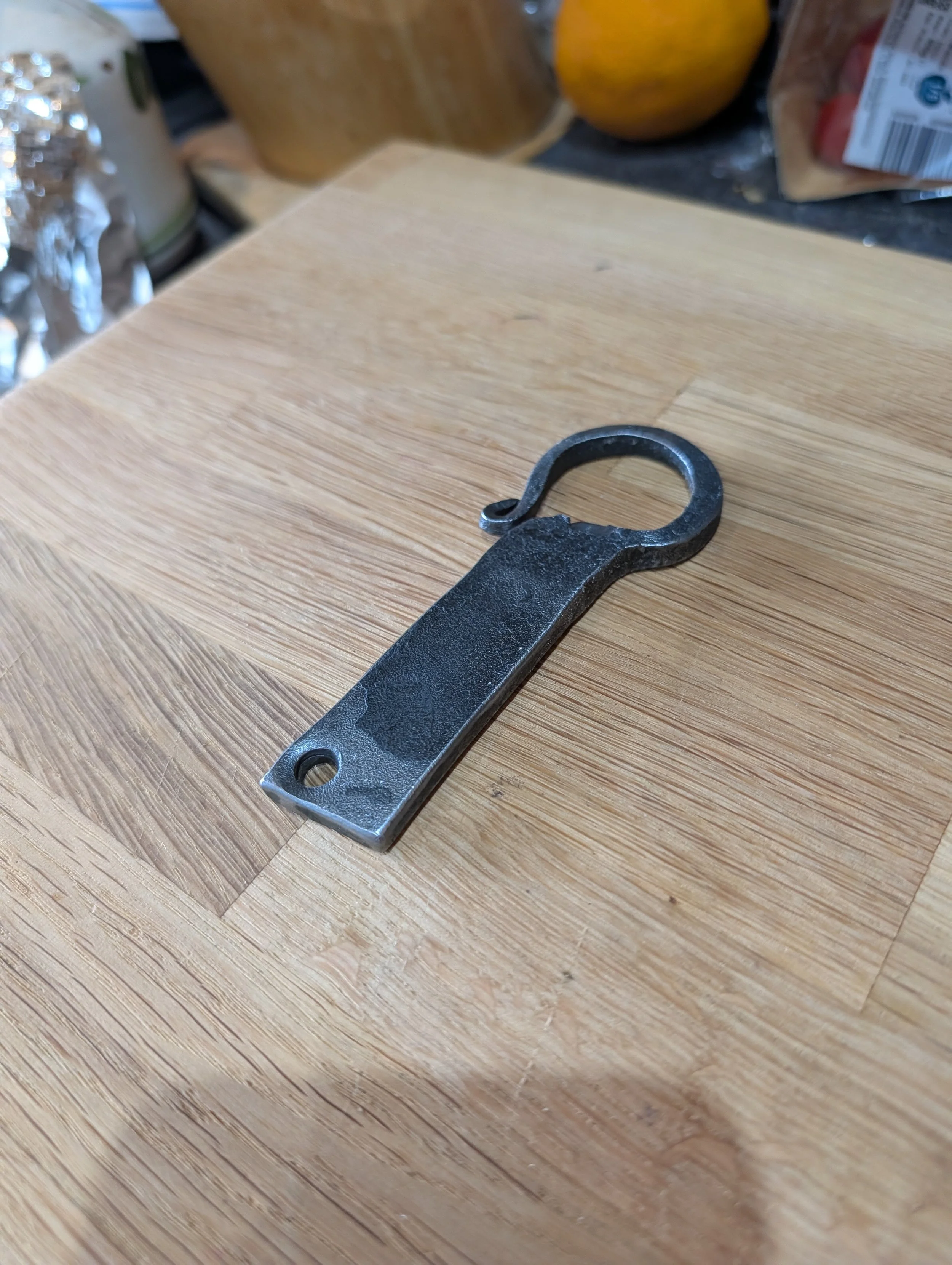 Hand-Forged Artisan Bottle Opener – Rustic Steel with Hammered Finish