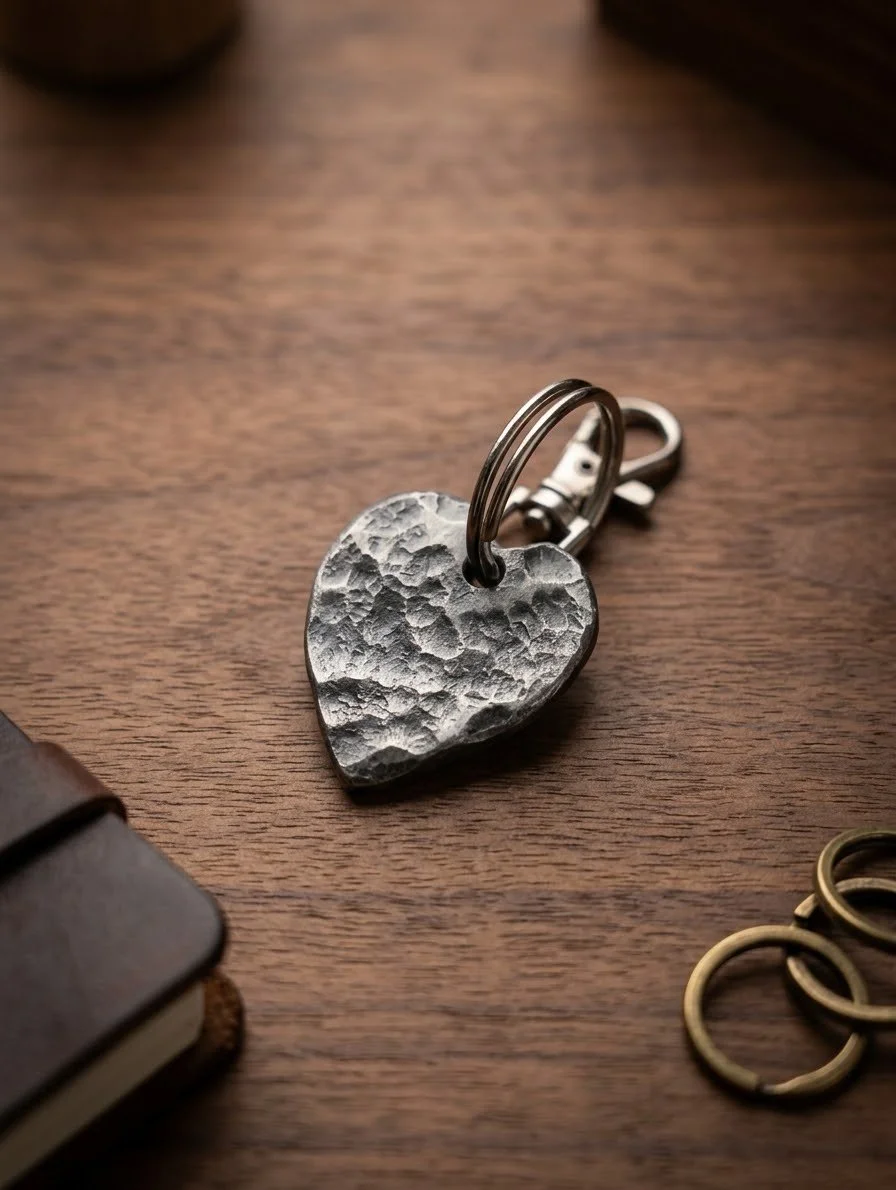 Hand-Forged Steel Heart Key-Ring