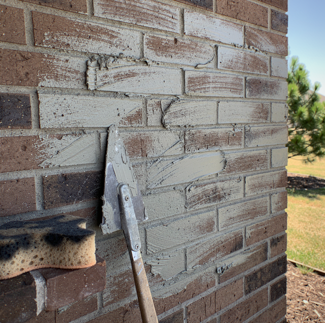brick wall half limewashed half german smear