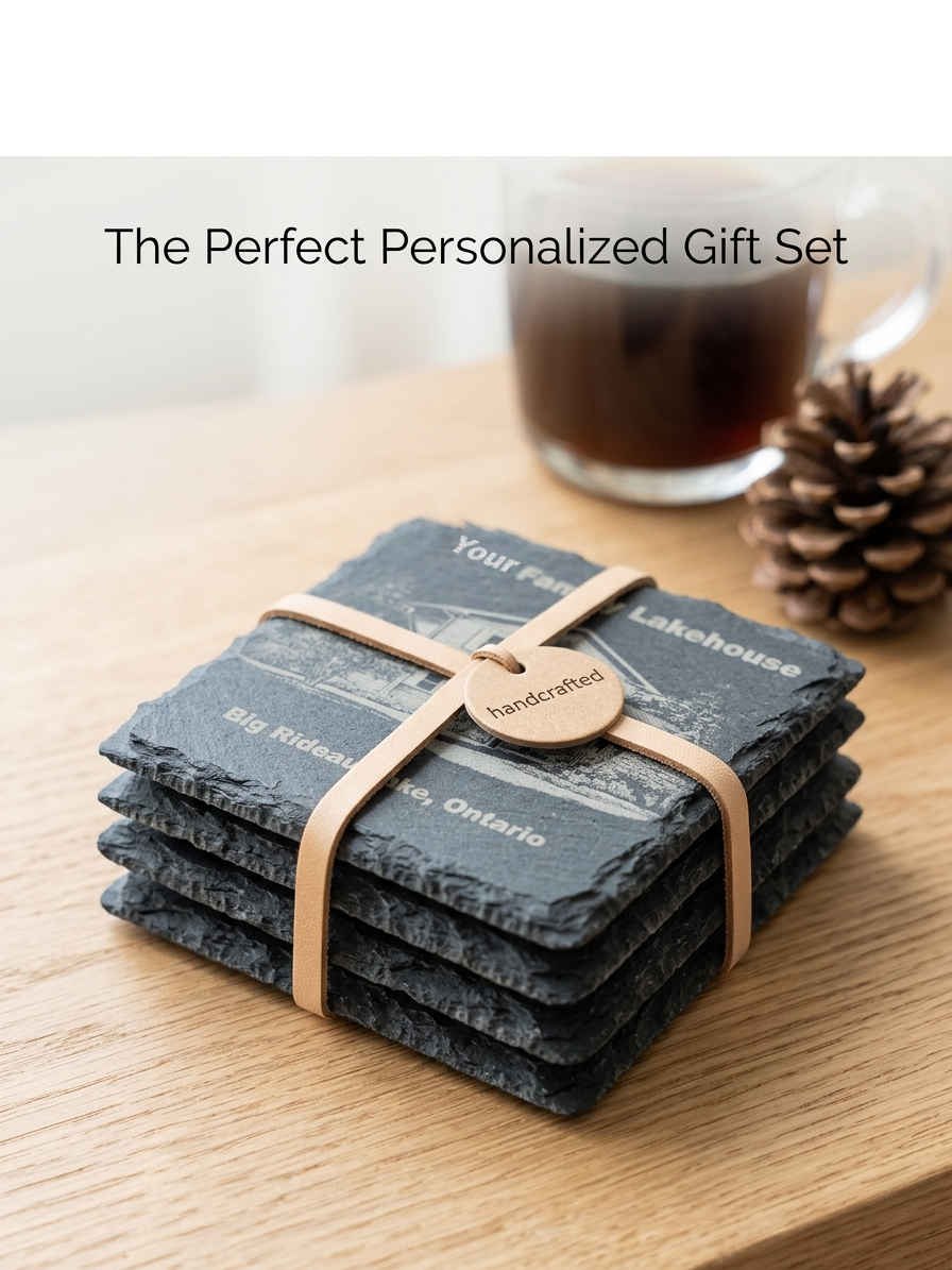 Bundle of Custom Engraved Square Slate Coasters