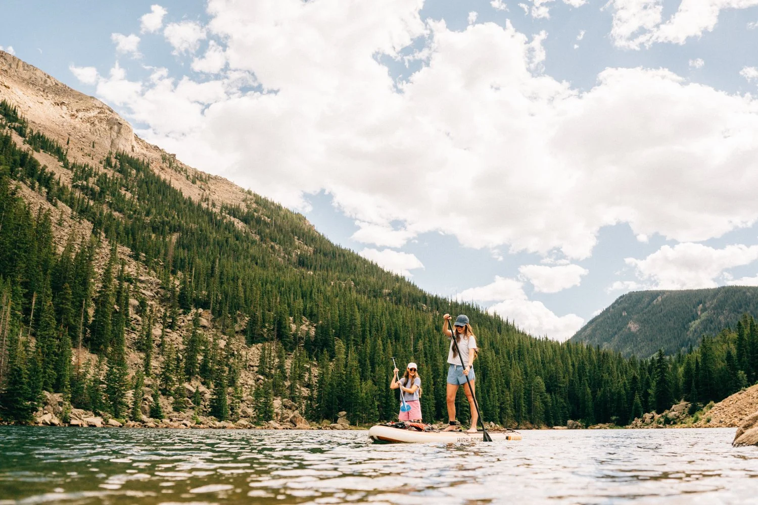Paddle boarding in Rocky Mountains, Colorado