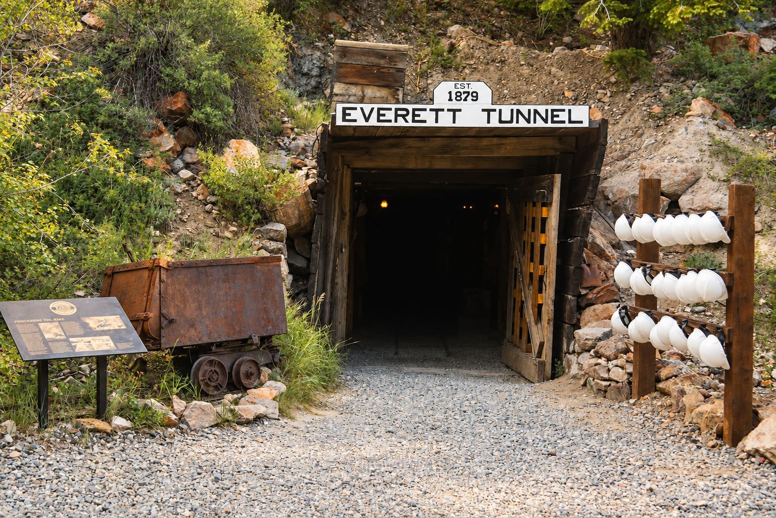 Mountain mining town and tour, coal, history, in the Rocky Mountains near Denver, Colorado.