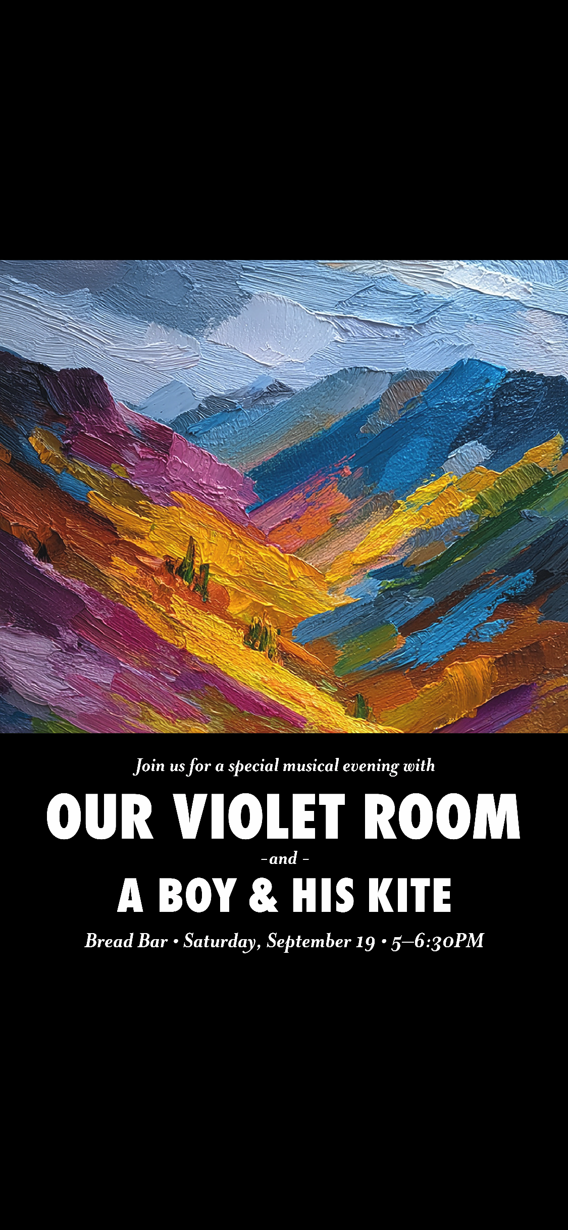 Live Music: Our Violet Room and A Boy &amp; His Kite