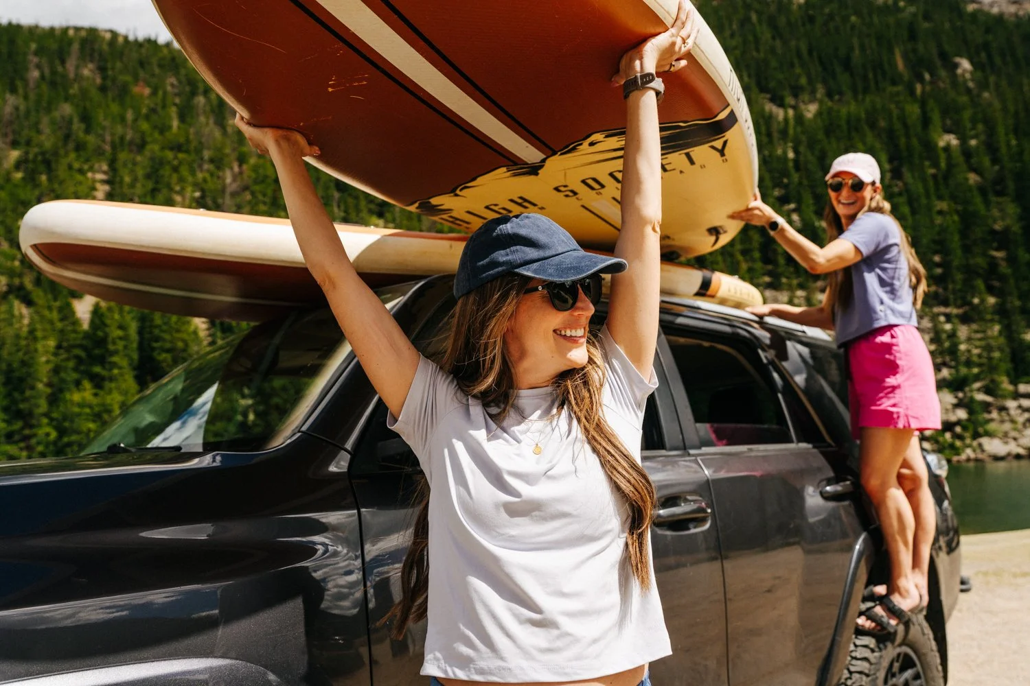 Paddleboarding near Denver, Colorado in the Rocky Mountains.