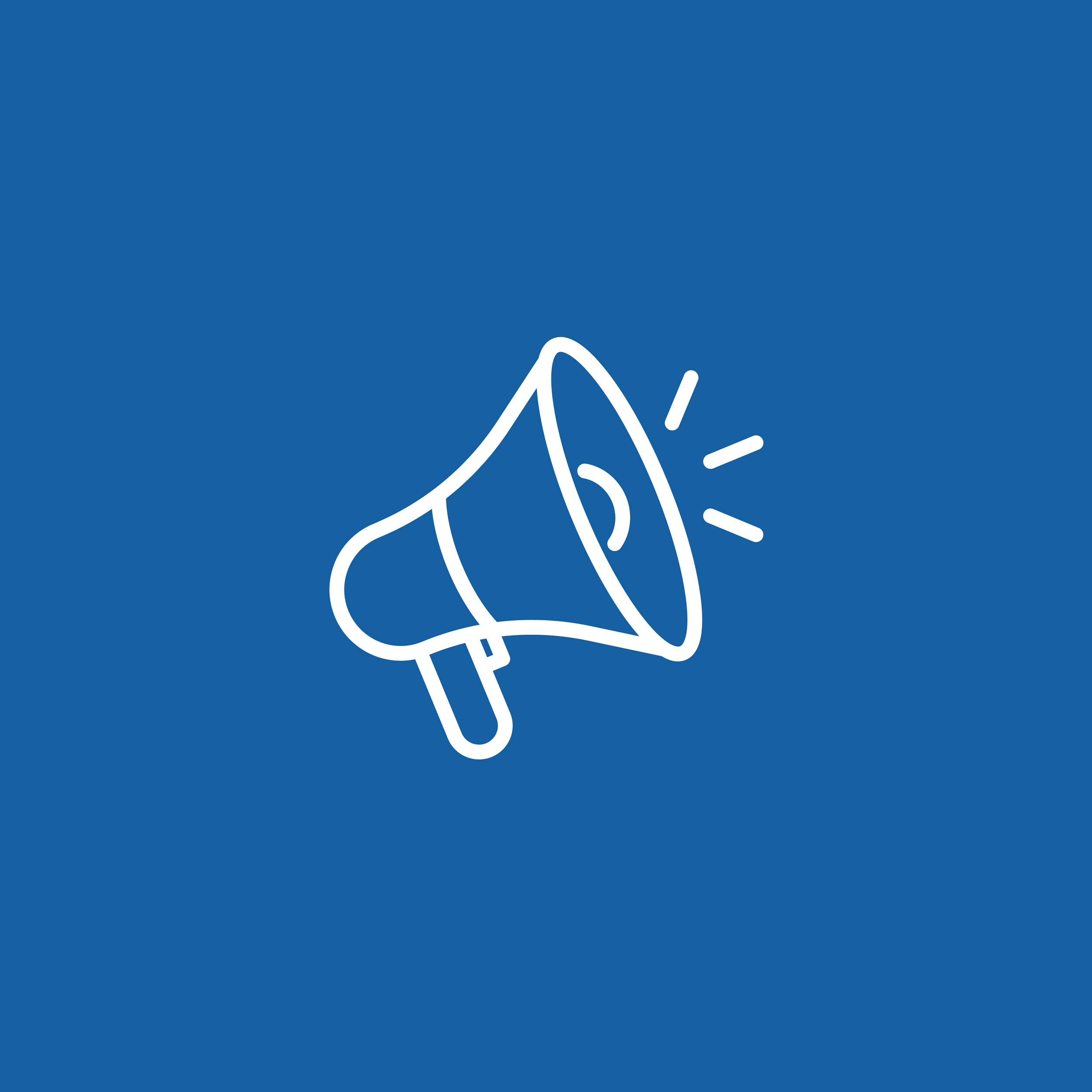 A megaphone on a blue background.