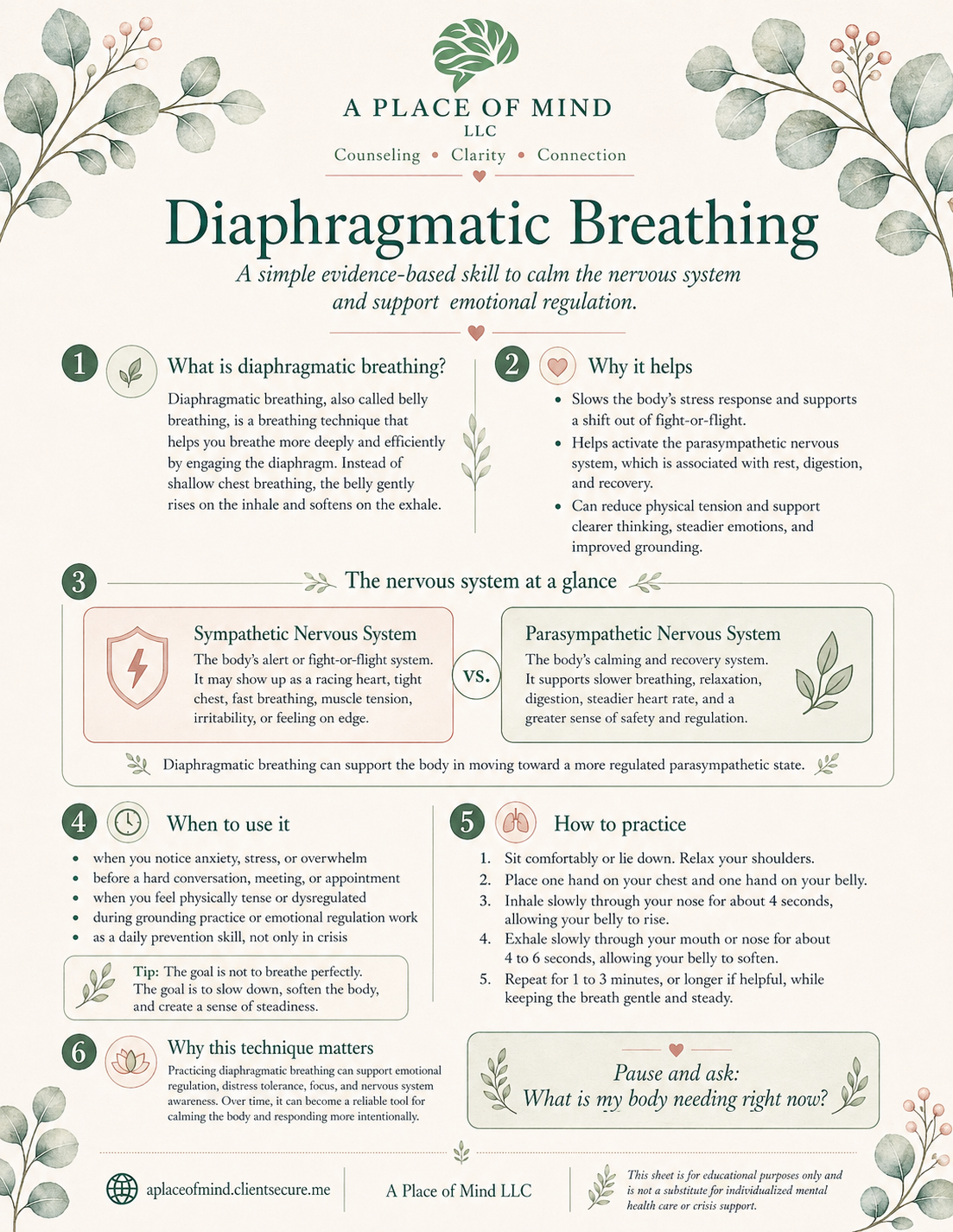 Diaphragmatic Breathing Infosheet