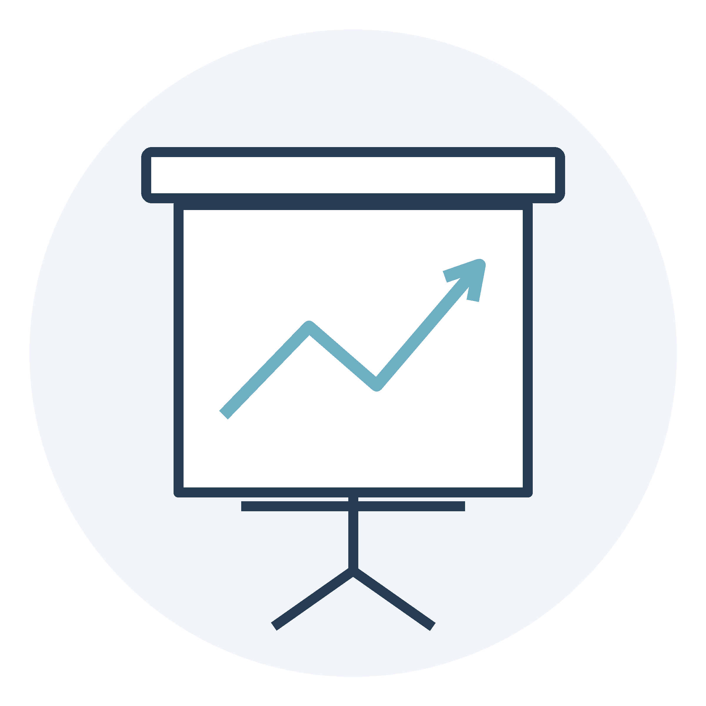 Illustration of a computer screen displaying a line graph with an upward trend, behind a desk lamp.