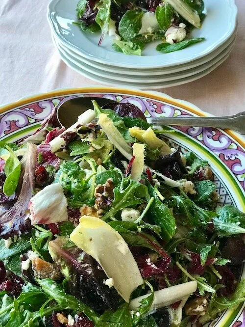 Mixed Greens Salad with Dried Figs, Cranberries, Walnuts &amp; Goat Cheese, Served with Citrus Vinaigrette