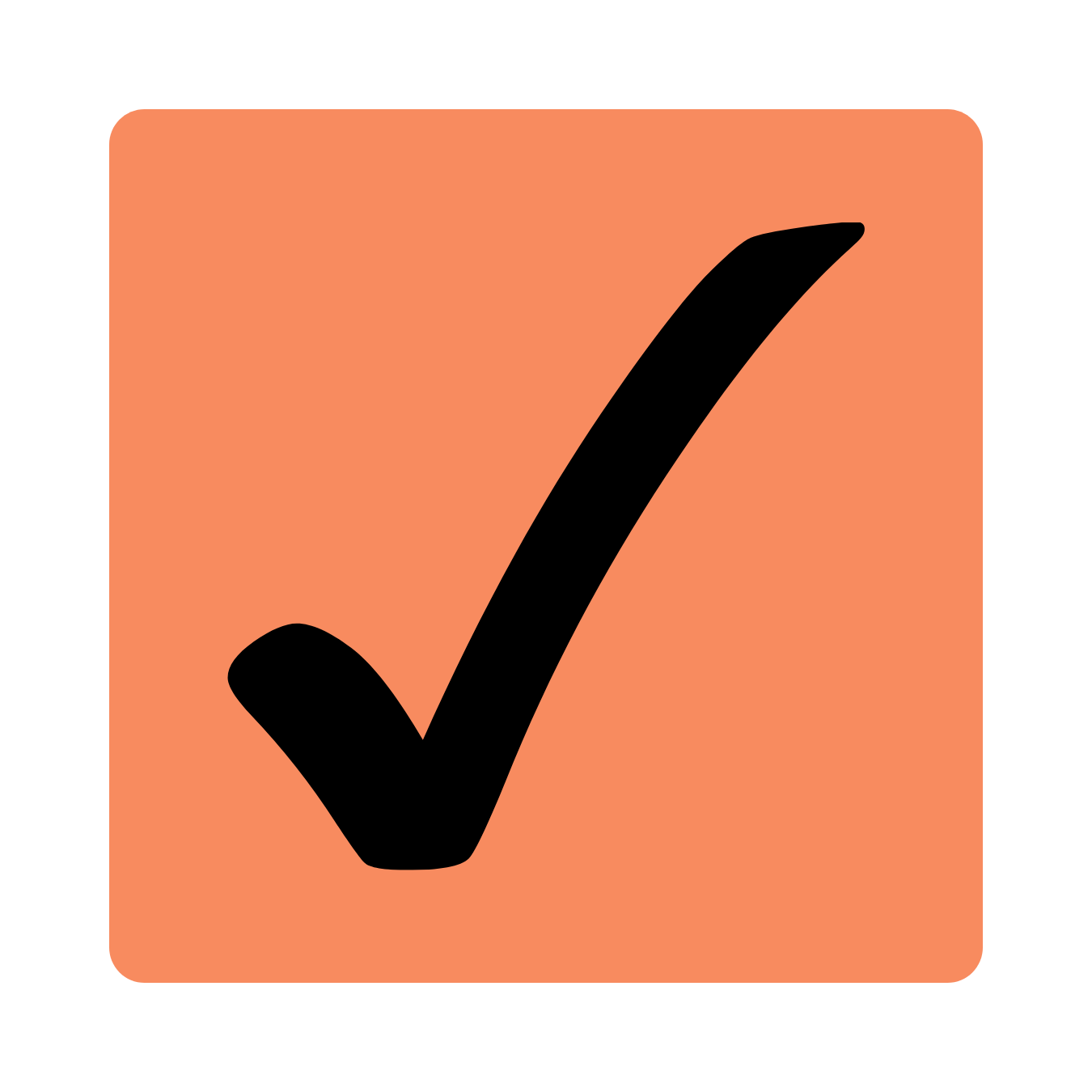 Image of black checkmark in an orange square