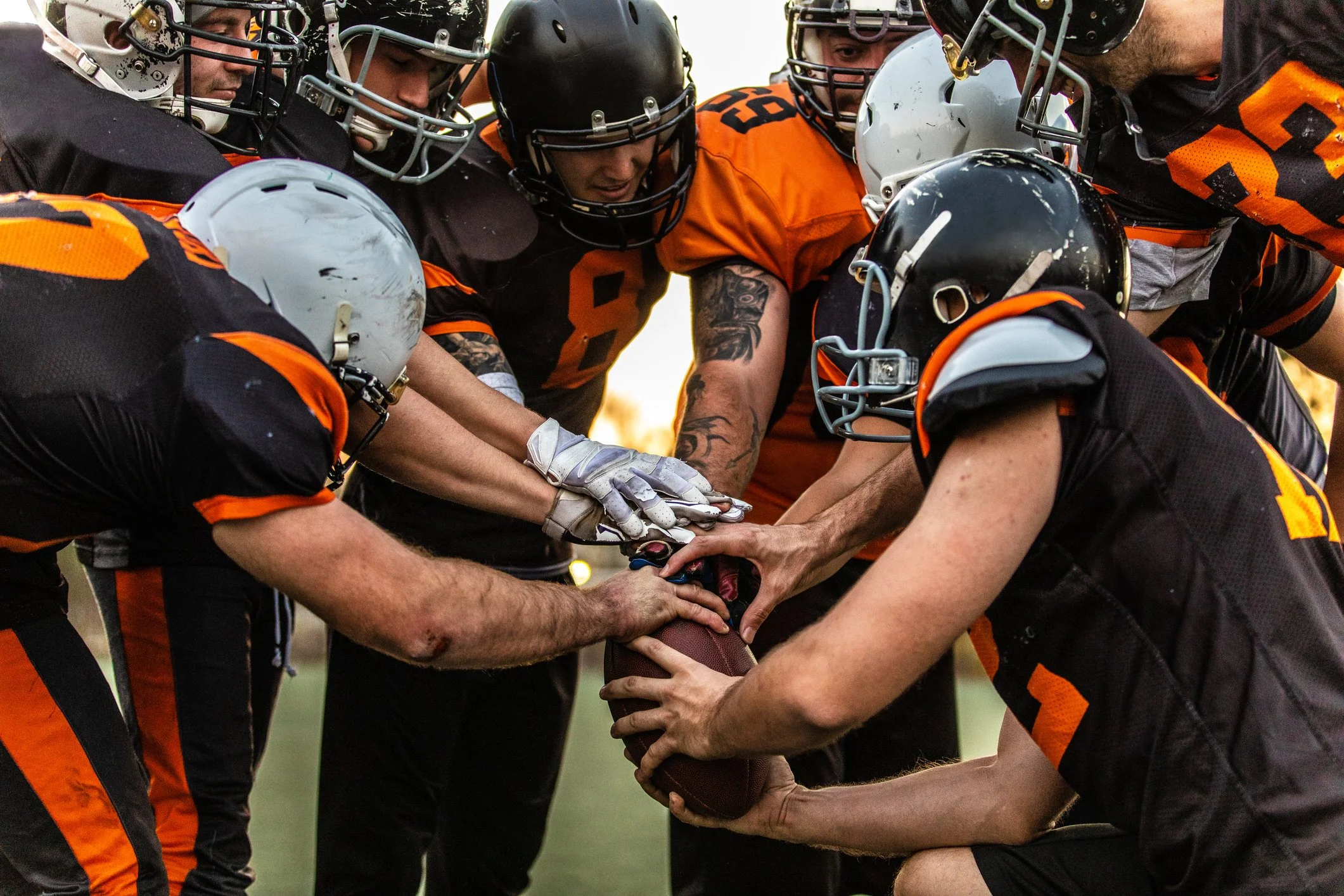 Football team preparing for competition and peak athletic performance
