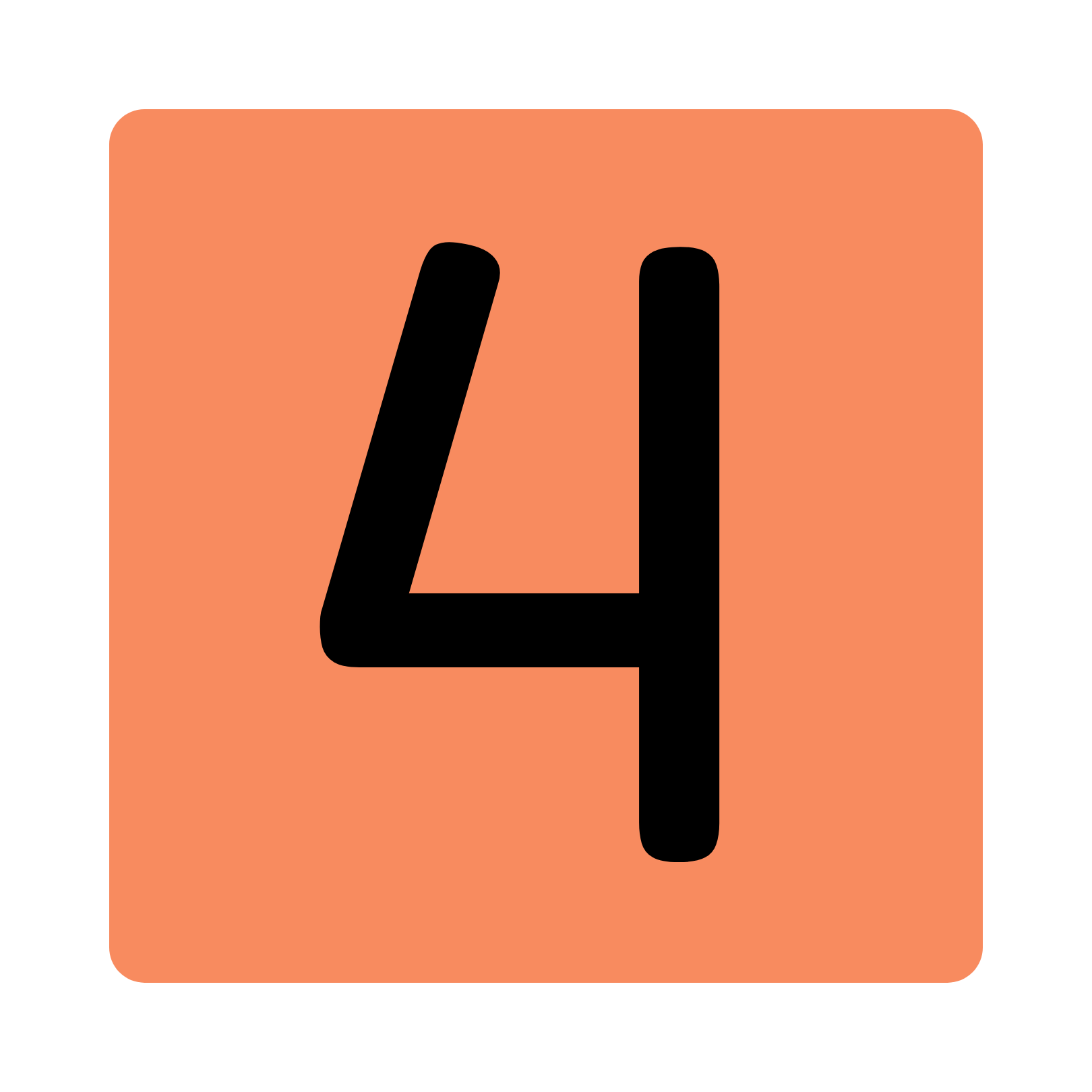 image of a 4 in an orange square