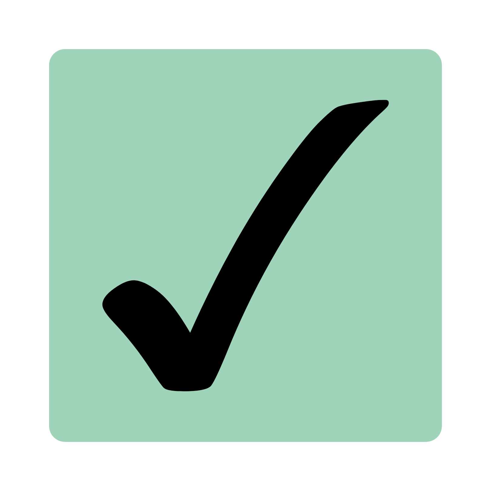 Black checkmark in a green square