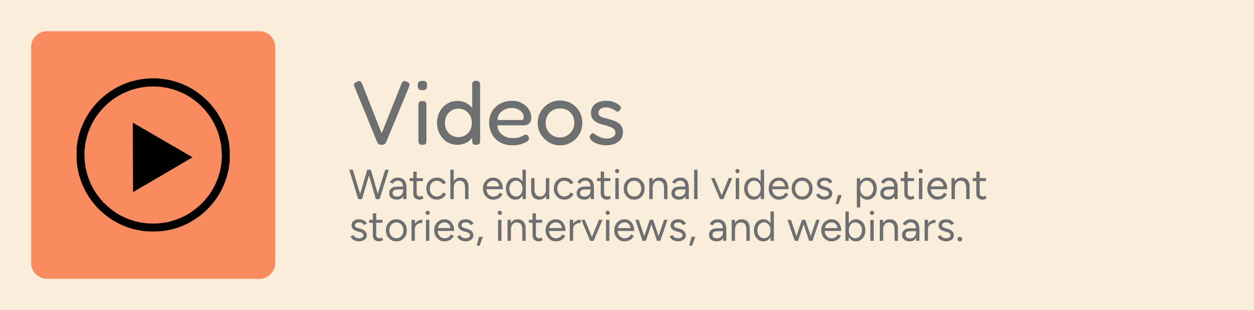 Videos featuring BrainTune educational content, patient stories, interviews, and webinars